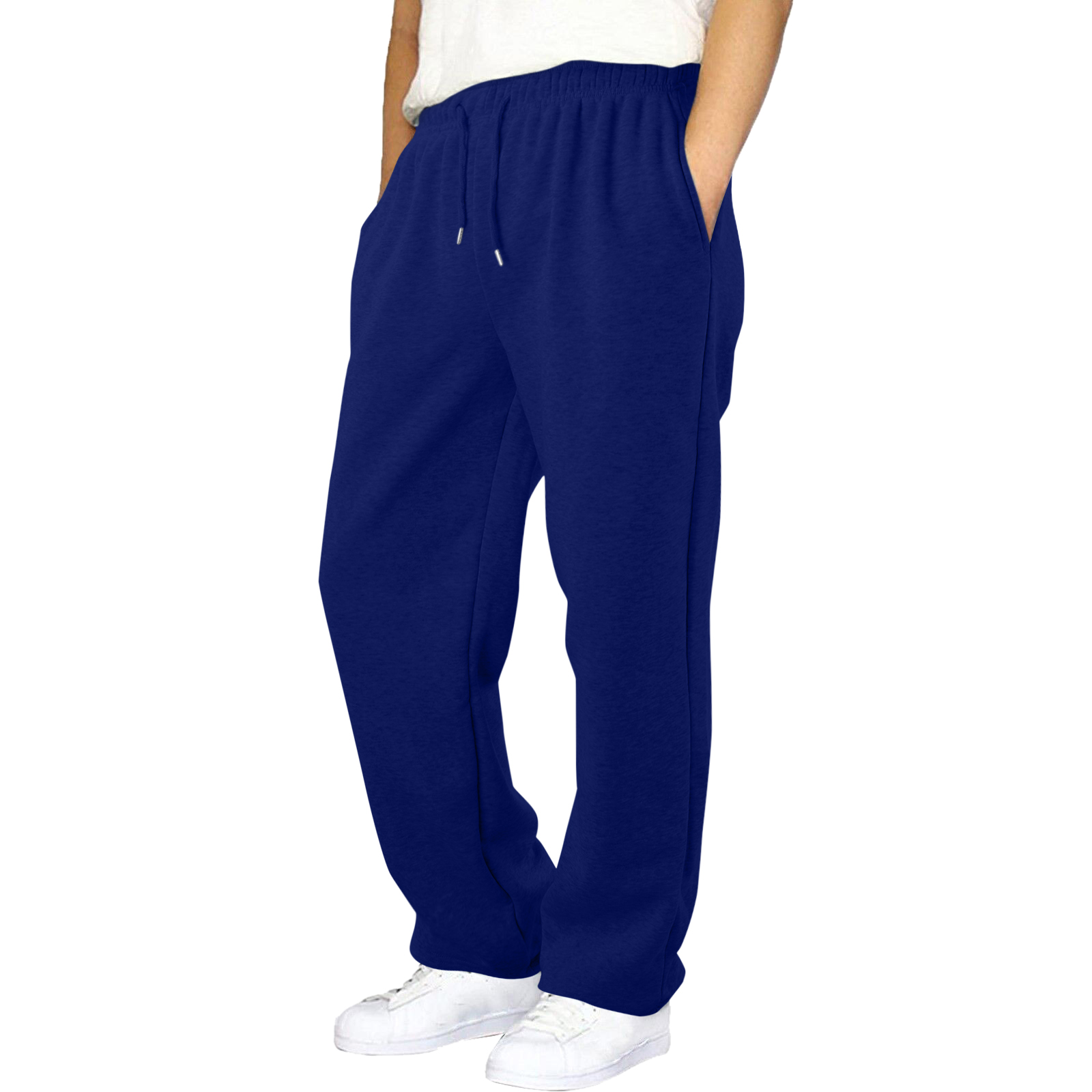 thumbnail image 3 of Pantalones de chándal con forro polar para hombre: pierna recta ancha, cintura alta, bolsillos, poliéster resistente para uso diario/deportivo, tallas US/UK/EU S-XXXL, 3 of 8